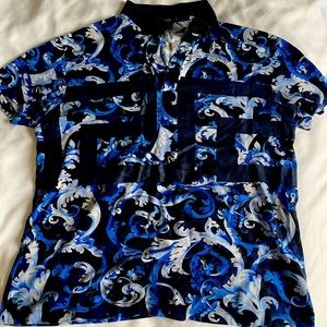 Blue Versace Short Sleeve Polo